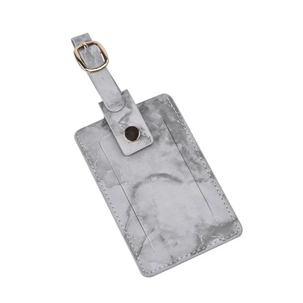 PU Leather Luggage Tag Name ID Grey